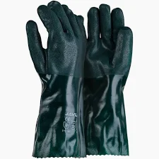 PVC GREEN SANDY FINISH 27 CM OPEN CUFF GLOVES