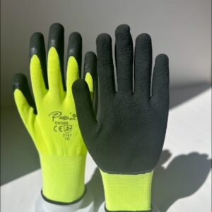 BLACK LATEX COATED LIME LINING GLOVES MIIZU