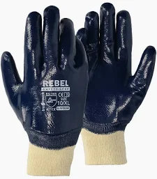 BLUE NITRILE KNITTED CUFF GLOVES