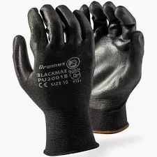 NYLON GLOVES WITH NITRILE COATED (BLACK)