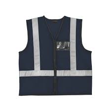 NAVY BLUE REFL VEST WITH ZIP & ID SIZE M